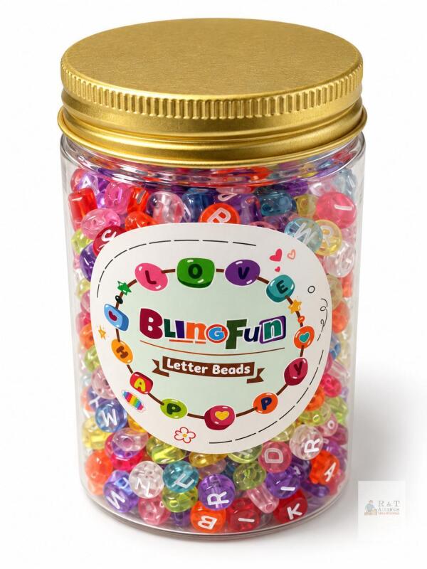 NEW BlingFun Colourful Alphabet Letter Beads &ndash; Jar