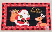 New 20&Prime; &times; 32&Prime; Christmas Door Mat &ndash; Santa, Reindeer & &ldquo;Hello!&rdquo; Design- slight crease marks