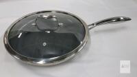 HexClad 12 Inch Hybrid Nonstick Fry Pan with Glass Lid, Stainless Steel Handle, Induction Ready
