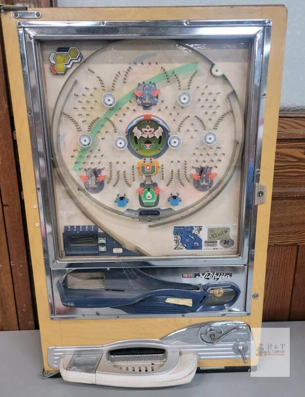 Nishijin Vintage Mechanical Pachinko Machine, Nautical Map Art, 1970s Japan, Model B Era