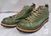 Green Leather Lace-Up Boots with Vibram Outsoles, Stacked-Look Midsole, Size 9.5, excellent condition