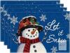 New Artoid Mode Blue Snowman Let It Snow Winter Placemats Set of 4, 12x18 I