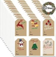 New 30 Sheets 180PCS Christmas Gift Tags Stickers, Self-Adhesive Gift Tags For Christmas Presents, 2 X 3 Inch
