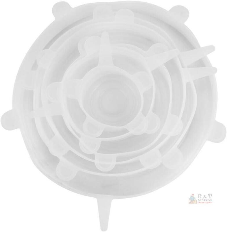 New 6-Piece Reusable Silicone Stretch Food Covers &ndash; Clear