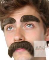New Reusable Self-Adhesive Fake Mustache And Eyebrow Set - Brown, Durable Material, Perfect for Halloween, Christmas, And Role-Playing Costumes, Ideal Gift for Adults And for Halloween Costumes