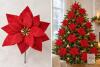 New M2cbridge 24 Red Artificial Poinsettia Christmas Tree Flowers &ndash; 20 cm-