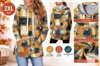 New Kissmoda Women&rsquo;s Patchwork Long Hoodie &ndash; Size 2XL &ndash; Retail $167