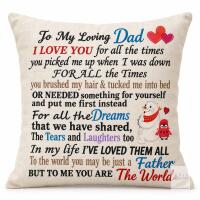 New 17" Square &ldquo;To My Loving Dad&rdquo; Sentimental Cushion Cover &ndash; Cover only Father&rsquo;s Day / Gift D&eacute;cor