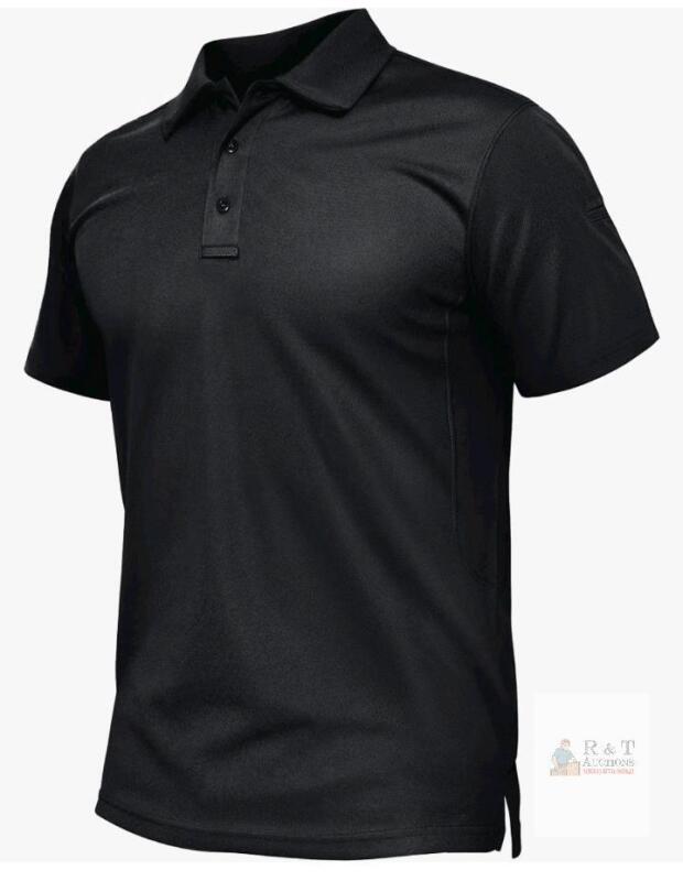 NEW TACVASEN Men's 2XL Black Short Sleeve Polo Shirt, Cotton Blend, Lightweight, New, X00442WKVX
