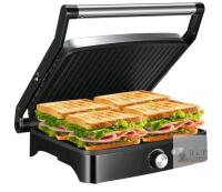 NEW OSTBA Panini Press Grill, 4-Slice Sandwich Maker, 1200W, 180&deg; Opening, Nonstick Plates, Black/Silver