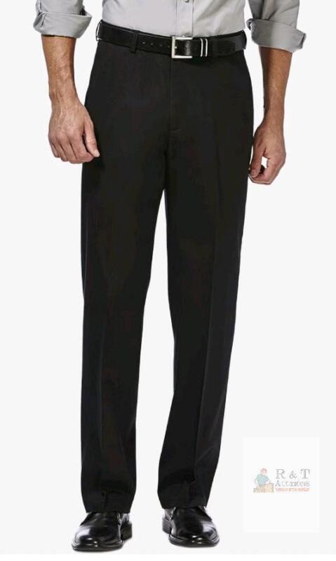 NEW Haggar Work To Weekend Khaki Classic Fit Dress Pants, 34W x 32L, Black, 100% Cotton