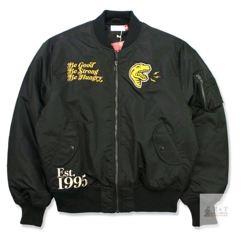 Mitchell & Ness Toronto Raptors Lightweight Satin Bomber Jacket, Size L, Black with Yellow Embroidery