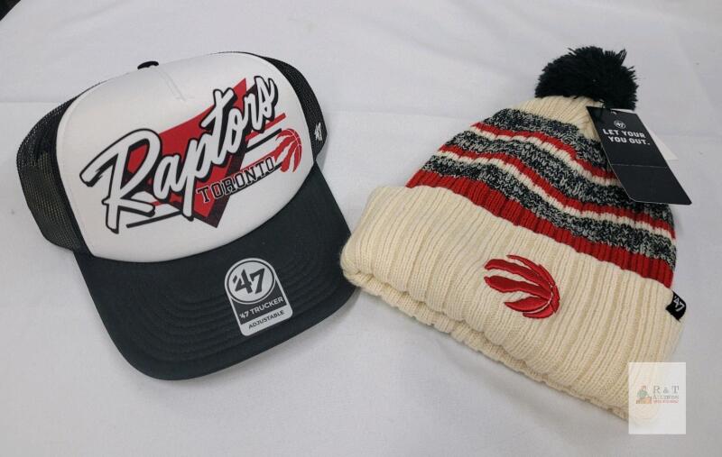 NEW Toronto Raptors '47 Brand Vibes Trucker Hat and Raised Cuff Knit Beanie