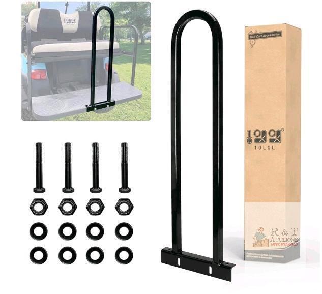 NEW 10L0L Universal Golf Cart Rear Seat Safety Grab Bar, Fits EZGO, Club Car, Yamaha, Black Steel