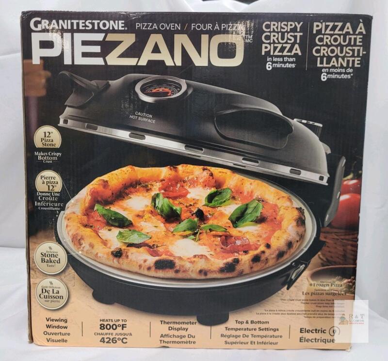 Granitestone PIEZANO Electric 12" Pizza Oven, Dual Heat, 800&deg;F, Ceramic Stone, Peels Included