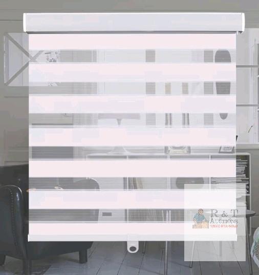 NEW KELIXU 30"x72" White Cordless Zebra Roller Blinds, Dual Layer Sheer Light Filtering, Valance Cover