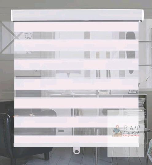 NEW KELIXU Zebra Blinds 32" x 72", White, Cordless Dual Layer Day-Night Roller, Valance Cover