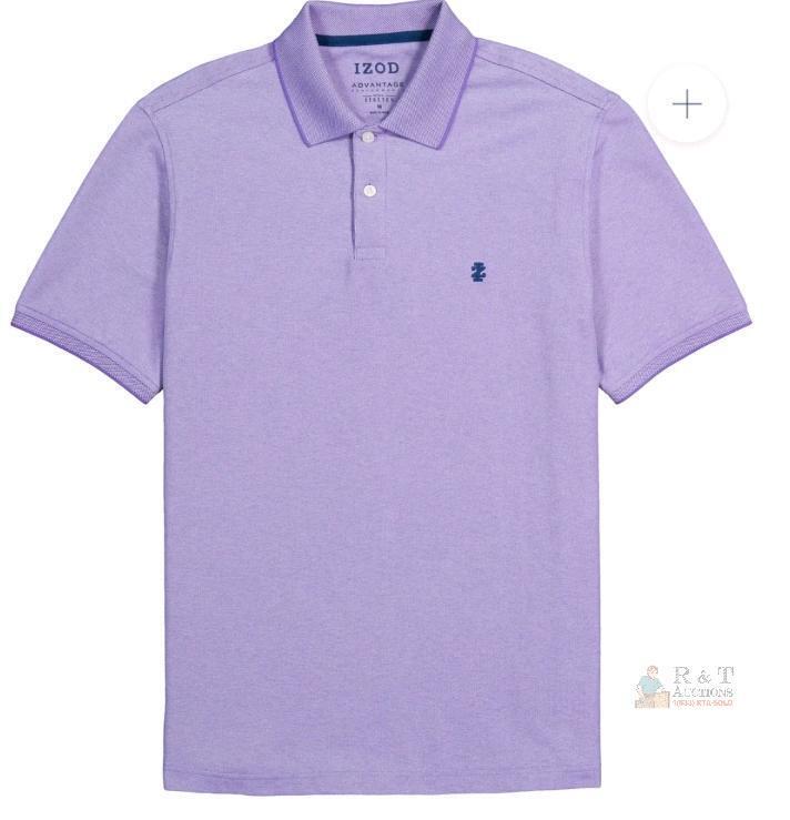NEW IZOD Advantage Performance Men's Polo Shirt, Size L, Light Purple, Moisture-Wicking, UV-50 Protection