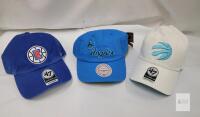 NEW 3 NBA Team Adjustable Baseball Caps by '47 & Mitchell & Ness - Clippers, Raptors, Los Angeles Blue