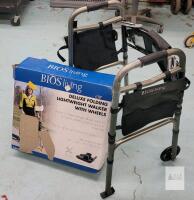 BIOS Living Deluxe Folding Walker with Wheels, 300 lb Capacity, Adjustable Height 31.5"&ndash;38"