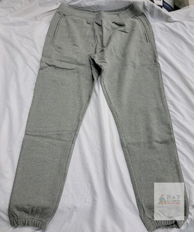 NEW XL Gray Jogger Sweatpants with Drawstring Waist, Elastic Cuffs, Three Pockets
