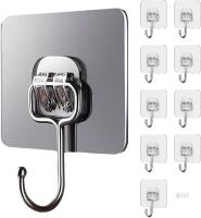 10 New lukeerit Transparent Heavy Duty Adhesive Hooks for Walls - Clear Hooks for Hanging