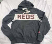 NEW Cincinnati Reds &rsquo;47 Brand Hoodie, Medium, Dark Gray with White Stripe and Red/White Letters
