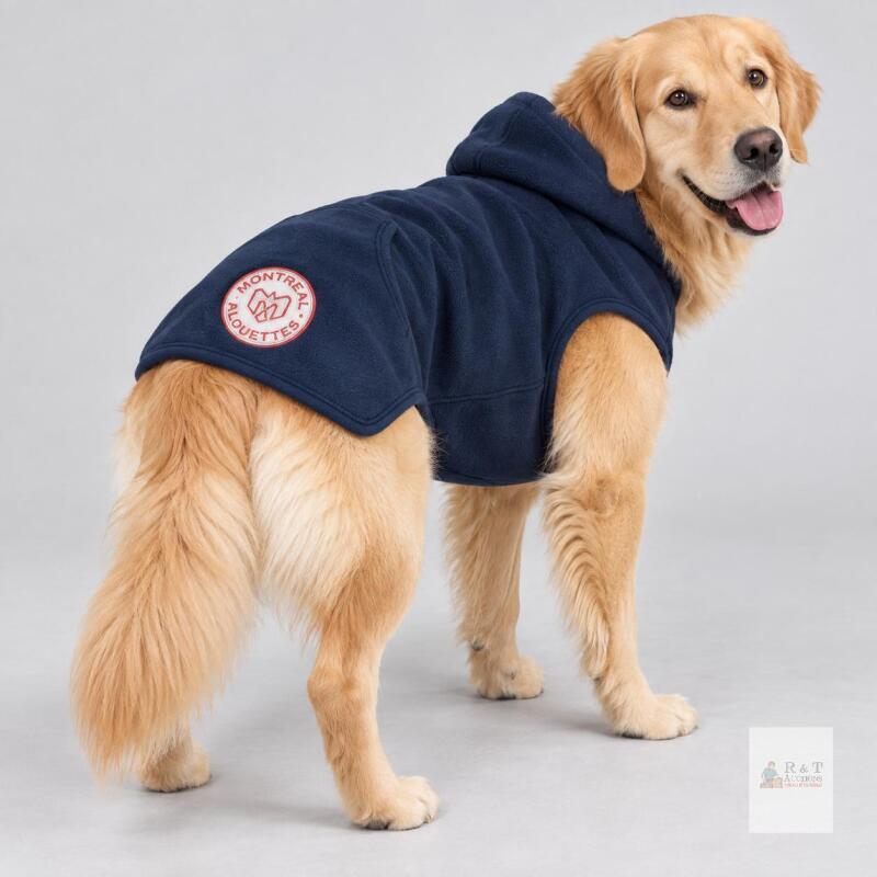 NEW All Star Dogs Montreal Alouettes Dog Hoodie, Large, Navy Blue, Polar Fleece, Made in USA