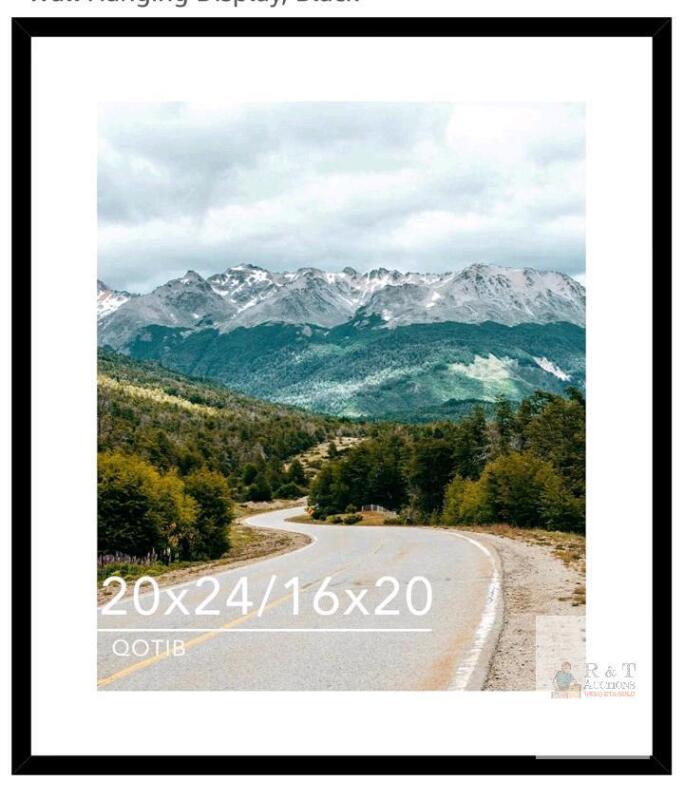 NEW QOTIB Wood 20x24 Picture Frame, Black, Mat for 16x20, HD Plexiglass, Wall Hanging