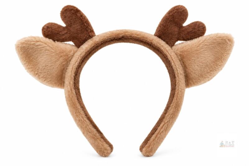Plush Reindeer Antler Headband, Brown, One Size, Polyester, New, X004VZ17AD