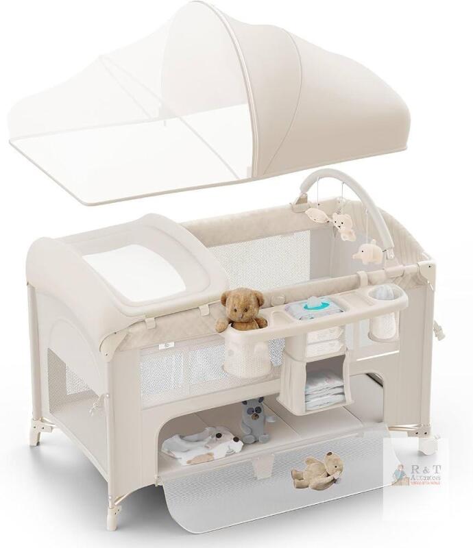 NEW Obee Odee UP670S 4-in-1 Baby Bassinet with Accessories, Beige, New