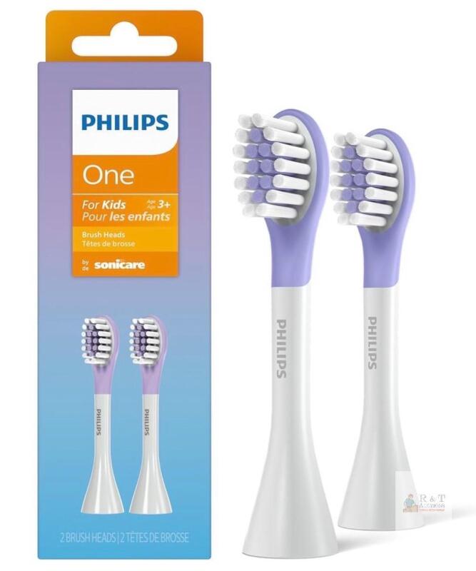 Philips One for Kids Sonicare Brush Heads BH1022/30 &ndash; 2-Pack, Ages 3+, Soft Bristles