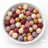 NEW 50-Piece 15mm Mixed-Colour Silicone Beads