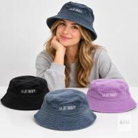 NEW LA JET SOCIETY Corduroy Bucket Hats Set &ndash; Blue, Black, Gray, Purple, Embroidered Logo, Adult Size