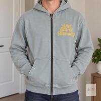 NEW Diet Starts Monday No Feelings Chainstitch Zip Hoodie, Light Blue, Size L, 100% Cotton