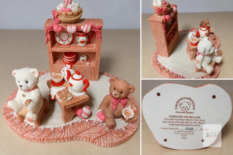 Cherished Teddies &ldquo;Stephanie and Melanie&rdquo; Tea & Cookies Figurine &ndash; Retailer Exclusive, Limited Edition #308/3000