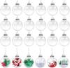 New Aodaer 24 Pieces DIY Clear Plastic Fillable Ornament Balls with Silver Metal Cap and Rope