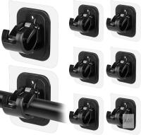 New Codoule 8PCS No Drill Curtain Rod Brackets No Drilling Self Adhesive Curtain Rod Holder Hooks Nail Free Curtain Rod Hooks