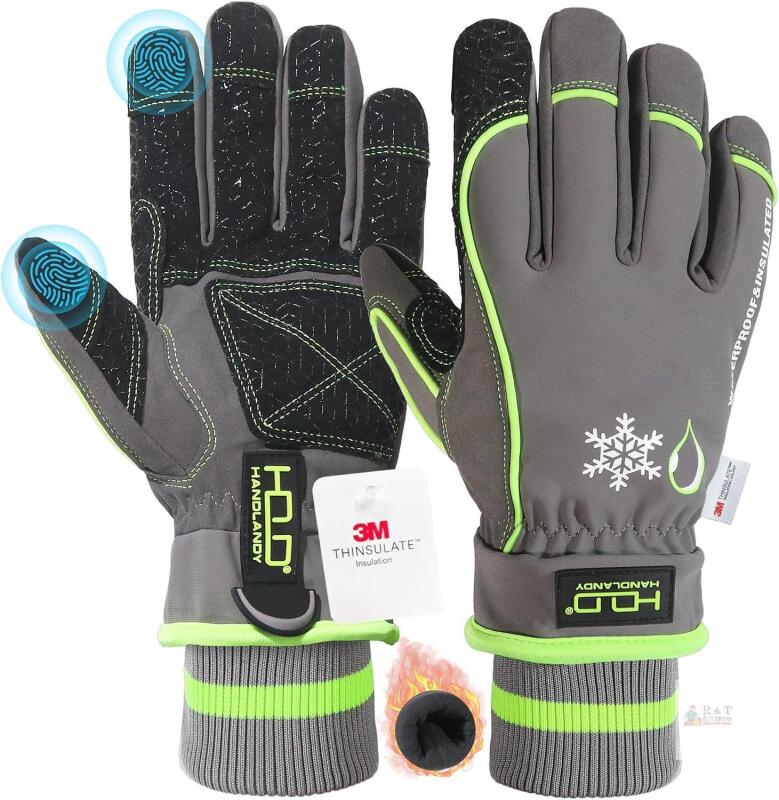 New Size Sm HANDLANDY Insulated Work Gloves, Ware-Resistant Leather Palm Winter Work Gloves for Men Cold Weather