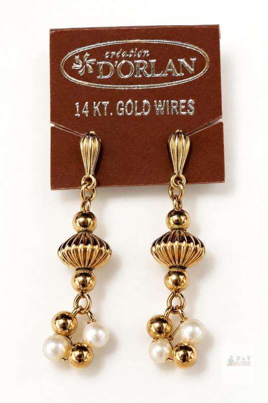 NOS D&rsquo;ORLAN Gold-Tone Multi-Band Earrings with Tag