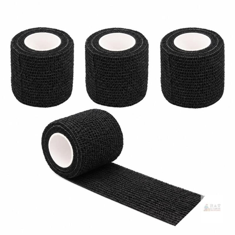 New 4 Rolls Black Self-Adherent Wrap &ndash; 2&Prime; &times; 5 Yards Each