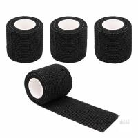 New 4 Rolls Black Self-Adherent Wrap &ndash; 2&Prime; &times; 5 Yards Each