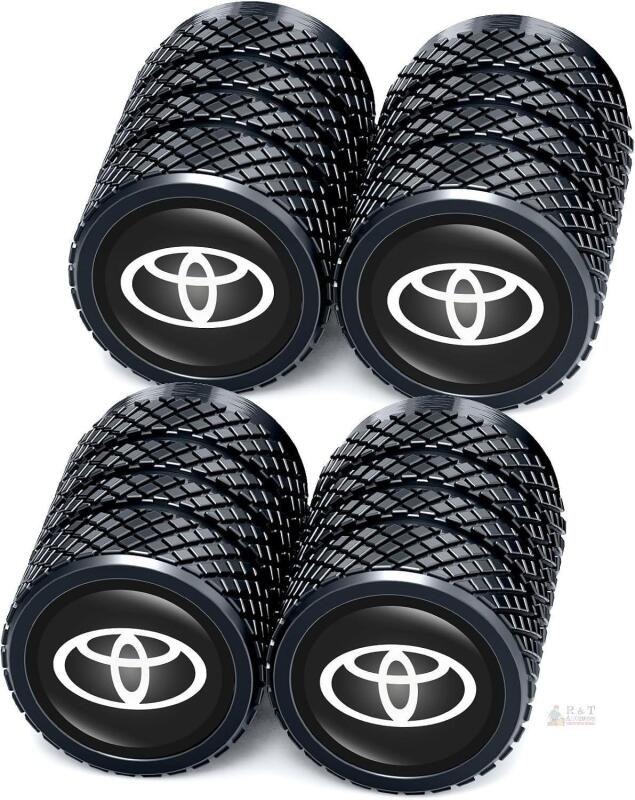 New Tire Valve Caps, Copper, Black, Vehicle Specific Fit (Toyota, Corolla, RAV4, Highlander), Passenger Car, Automotive Valve Stem Caps