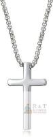 New 24" Cross Necklace for Men Stainless Steel Cross Pendant Necklace