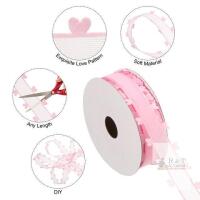 New Uxcell 1 Inch x 20 Yard Organza Chiffon Ribbon , Sheer Heart Decorative Ribbon, Pink,