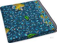 NEW GTP Ghana Real Wax Print Fabric &ndash; Blue, Yellow & Green Floral Pattern - 6 yards