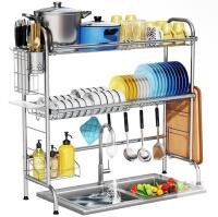 NEW HOWDIA Over-the-Sink Dish Drying Rack Stainless Steel, Fits &le;31" Sink, 2-Tier Adjustable Organizer