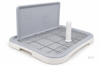 NEW Plastic Indoor Dog Potty Tray with Removable Grid and Pee Post for Small to Medium Dogs