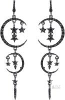 New Moon and Star Drop Earrings Exaggerated Fashion Long Drop Dangle
