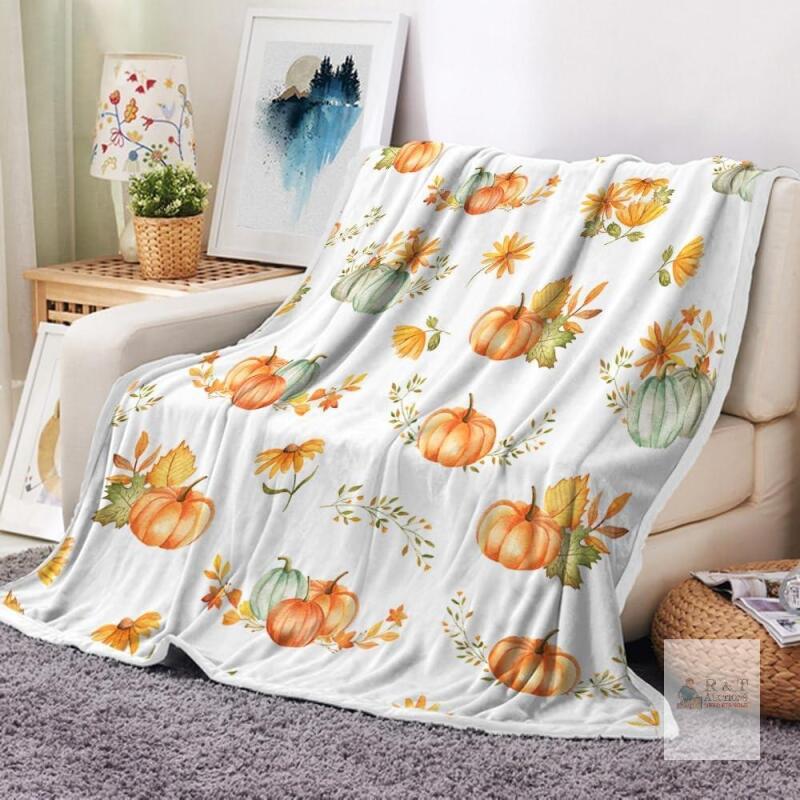 New Fall Pumpkin Fleece Throw Blanket &ndash; 50" &times; 60"